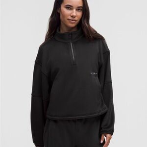 Lululemon Athletica Black Half-Zip Pullover plush velour